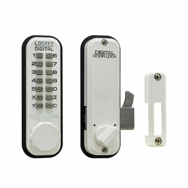 Lockey Usa Mechanical Keyless Surface Mount Hook Bolt, 2500, White 2500WH